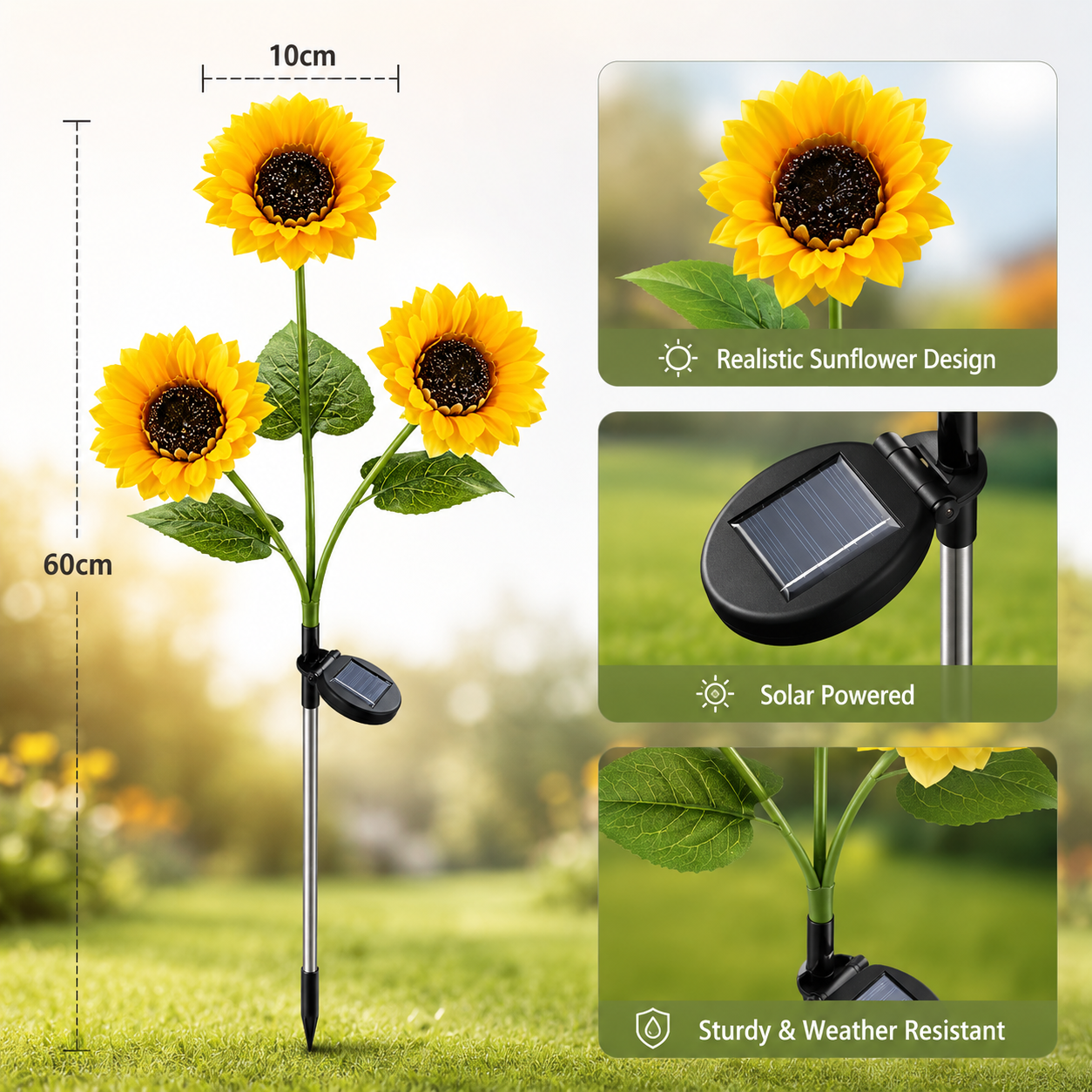 Elaris Solar Powered Sunflower Garden Light